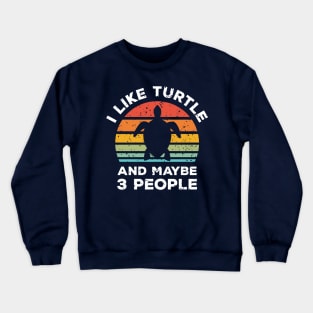 I Like Turtle and Maybe 3 People, Retro Vintage Sunset with Style Old Grainy Grunge Texture Crewneck Sweatshirt